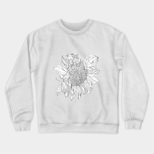 Sunflower Cut Out Line Art Crewneck Sweatshirt by Royal Tings